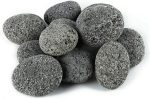 Skyflame Black Natural Tumbled Stones Round Lava Rock Pebbles for Indoor Outdoor Gas Fire Pit