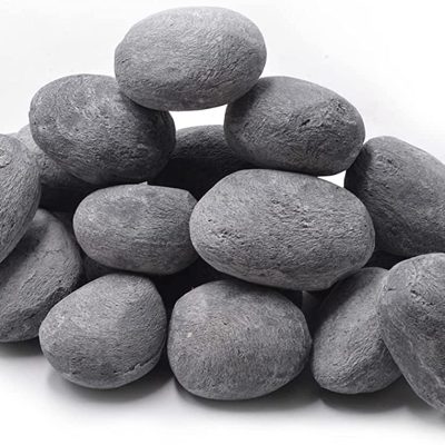 Stanbroil 24pcs Light Weight Ceramic Fiber Pebble Stones for Fire Pit and Fireplace - Grey